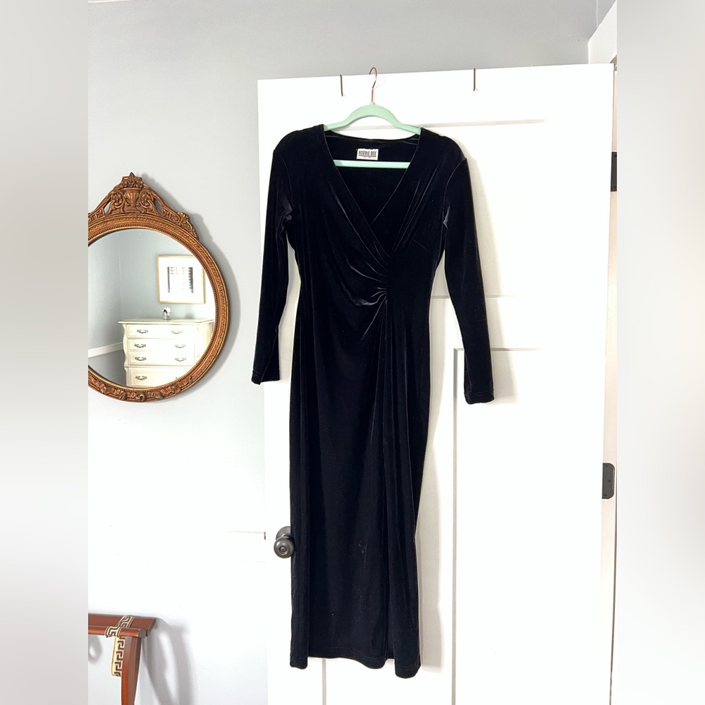 Vintage Long Sleeved Black Velvet Dress